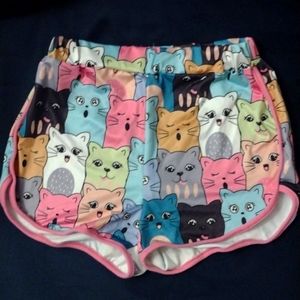 Girls Graphic Cat Shorts, Multi-Colored, Size 10y